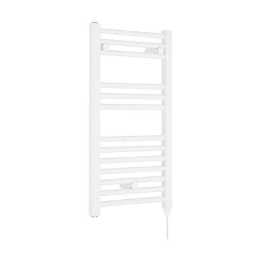 [BHEL156] Balterley Contemporary Electric Vertical Round Towel Rail with 13 Rails, 720mm x 400mm, 300 Watt Heated Bathroom - Gloss White - Cutout