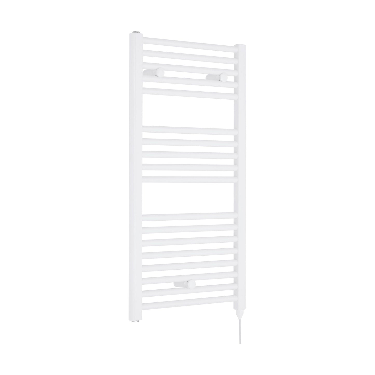 [BHEL157] Balterley Contemporary Electric Vertical Round Towel Rail with 18 Rails, 920mm x 480mm, 500 Watt Heated Bathroom - Gloss White - Cutout
