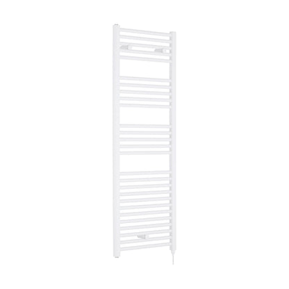[BHEL158] Balterley Contemporary Electric Vertical Round Towel Rail with 27 Rails, 1375mm x 480mm, 750 Watt Heated Bathroom - Gloss White - Cutout