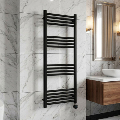 [BHER160] Croxall Electric Round Tube Heated Towel Rail with 17 Bars, 1200 x 500mm - Choice of Colour - Silo