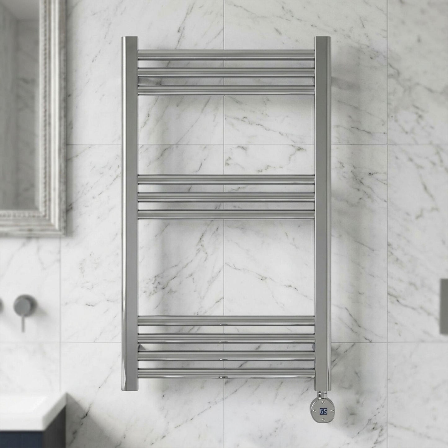[BHER359] Croxall Electric Round Tube Heated Towel Rail with 10 Bars, 800 x 500mm - Choice of Colour - Silo