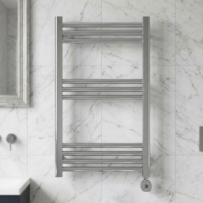 [BHER359] Croxall Electric Round Tube Heated Towel Rail with 10 Bars, 800 x 500mm - Choice of Colour - Silo