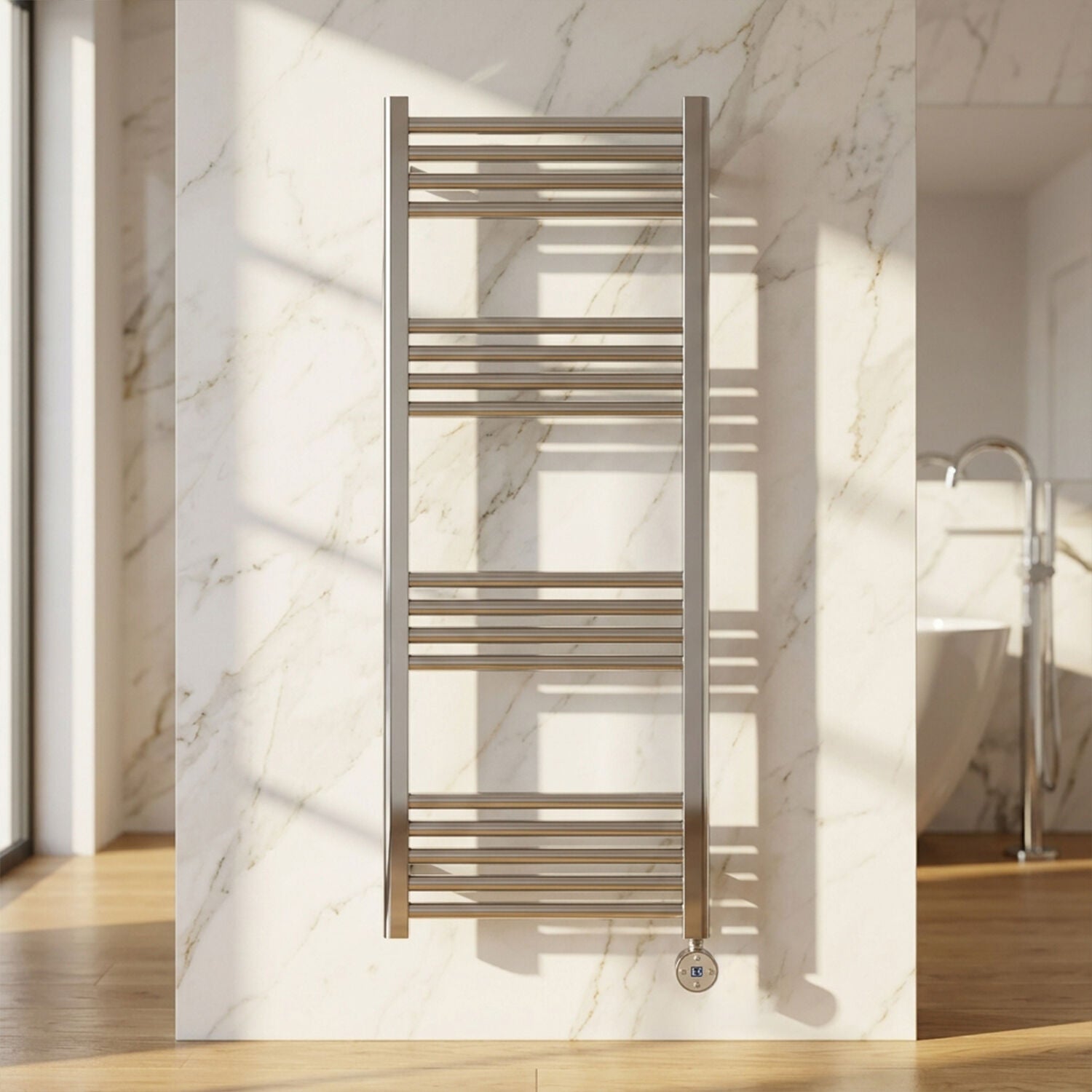 [BHER360] Croxall Electric Round Tube Heated Towel Rail with 17 Bars, 1200 x 500mm - Choice of Colour - Silo