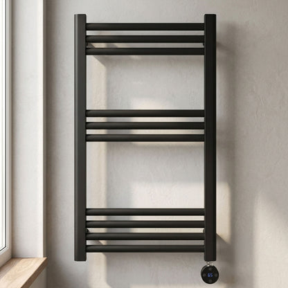 [BHER459] Croxall Electric Round Tube Heated Towel Rail with 10 Bars, 800 x 500mm - Choice of Colour - Silo