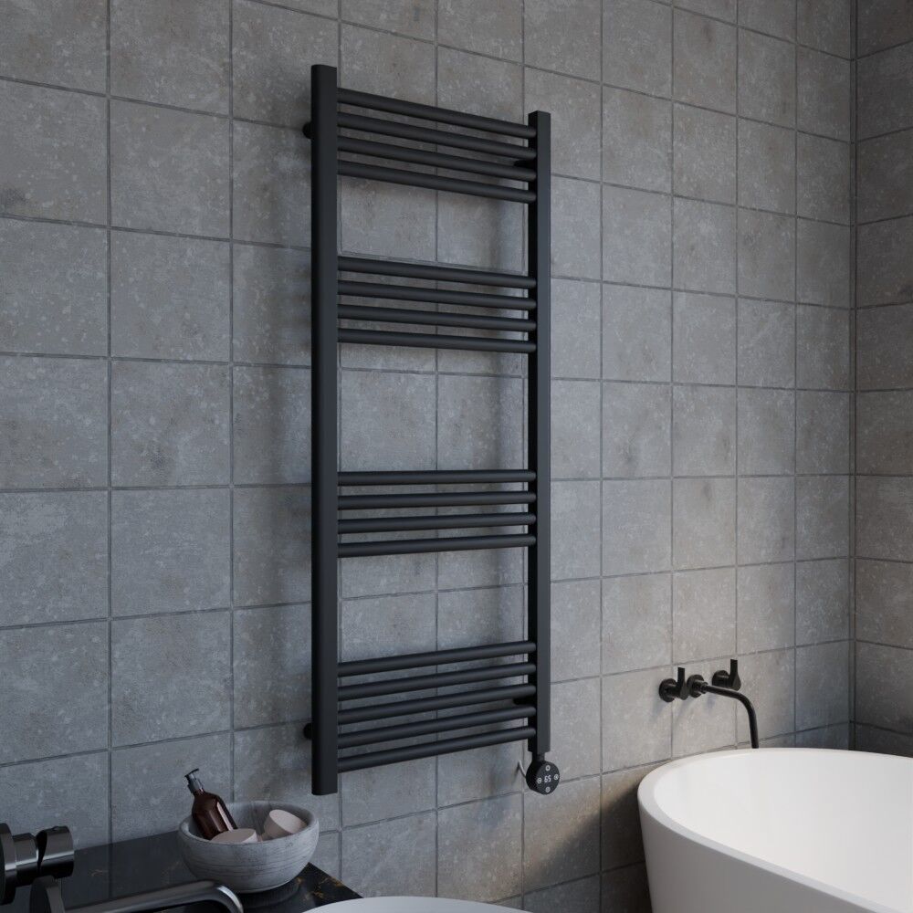[BHER460] Croxall Electric Round Tube Heated Towel Rail with 17 Bars, 1200 x 500mm - Choice of Colour - Lifestyle 3