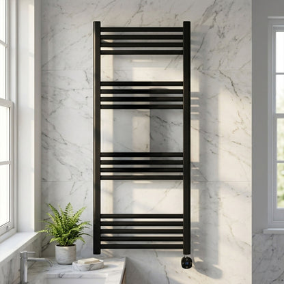 [BHER460] Croxall Electric Round Tube Heated Towel Rail with 17 Bars, 1200 x 500mm - Choice of Colour - Silo