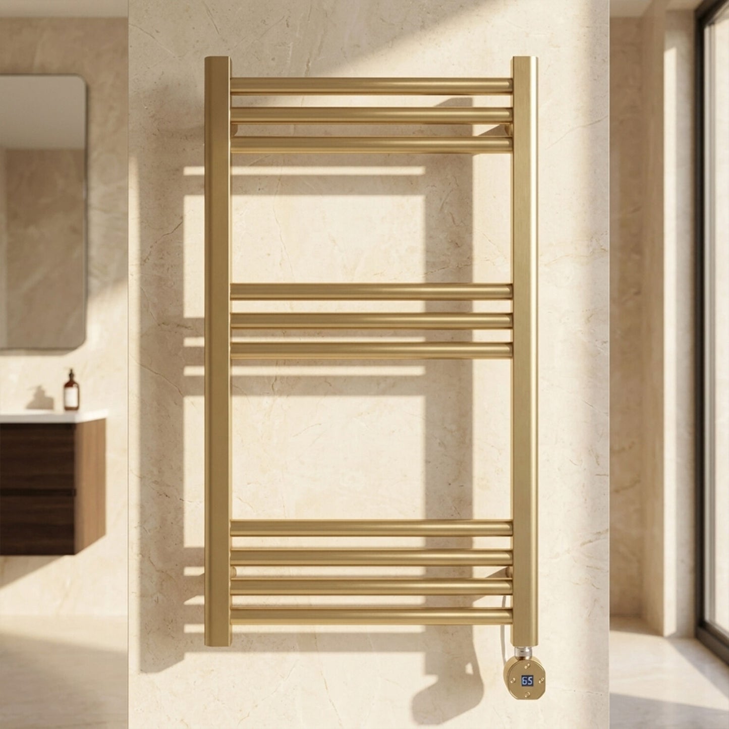 [BHER859] Croxall Electric Round Tube Heated Towel Rail with 10 Bars, 800 x 500mm - Choice of Colour - Silo