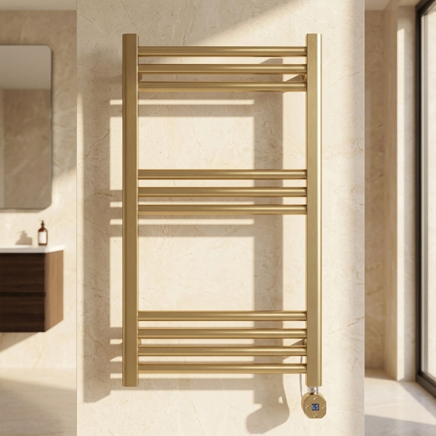 [BHER859] Croxall Electric Round Tube Heated Towel Rail with 10 Bars, 800 x 500mm - Choice of Colour - Silo