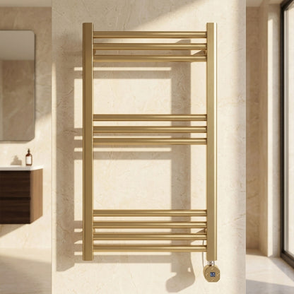 [BHER859] Croxall Electric Round Tube Heated Towel Rail with 10 Bars, 800 x 500mm - Choice of Colour - Silo