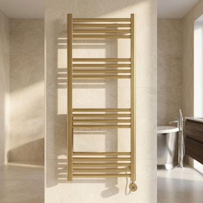 [BHER860] Croxall Electric Round Tube Heated Towel Rail with 17 Bars, 1200 x 500mm - Choice of Colour - Silo