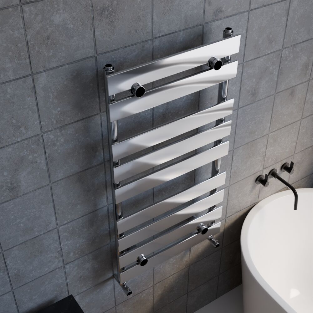 [BHFP382] Balterley Contemporary Heated Towel Rail with 9 Flat Panels, 950mm x 500mm - Chrome - Lifestyle 2
