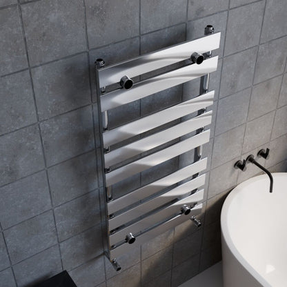 [BHFP382] Balterley Contemporary Heated Towel Rail with 9 Flat Panels, 950mm x 500mm - Chrome - Lifestyle 2