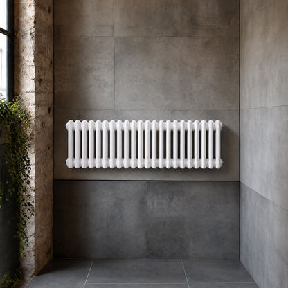 [BHHA303] Caverswall Triple Column Traditional Radiator 300 x 999mm, High Gloss White - Silo