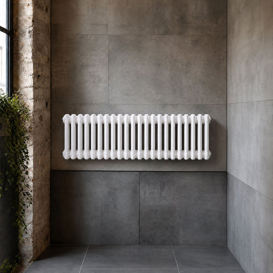 [BHHA303] Caverswall Triple Column Traditional Radiator 300 x 999mm, High Gloss White - Silo
