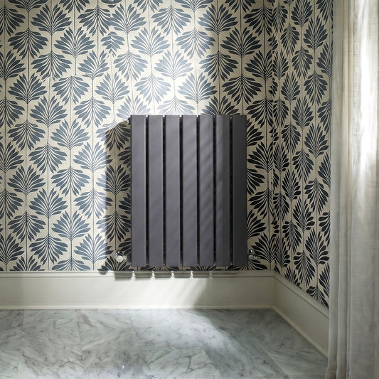[BHLUA54] Edingale Square Horizontal Single Panel Radiator, 600mm x 412mm - Anthracite - Silo
