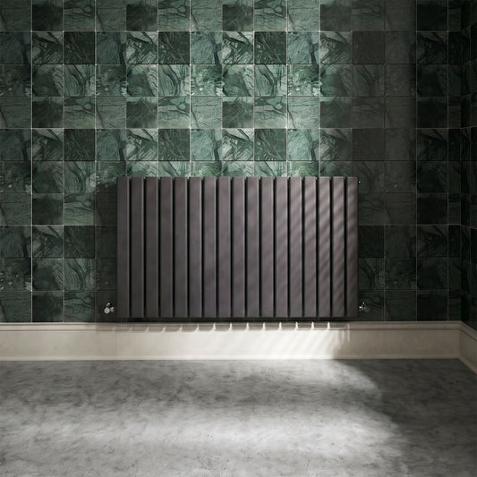 [BHLUA56] Edingale Square Horizontal Single Panel Radiator, 600mm x 992mm - Anthracite - Silo