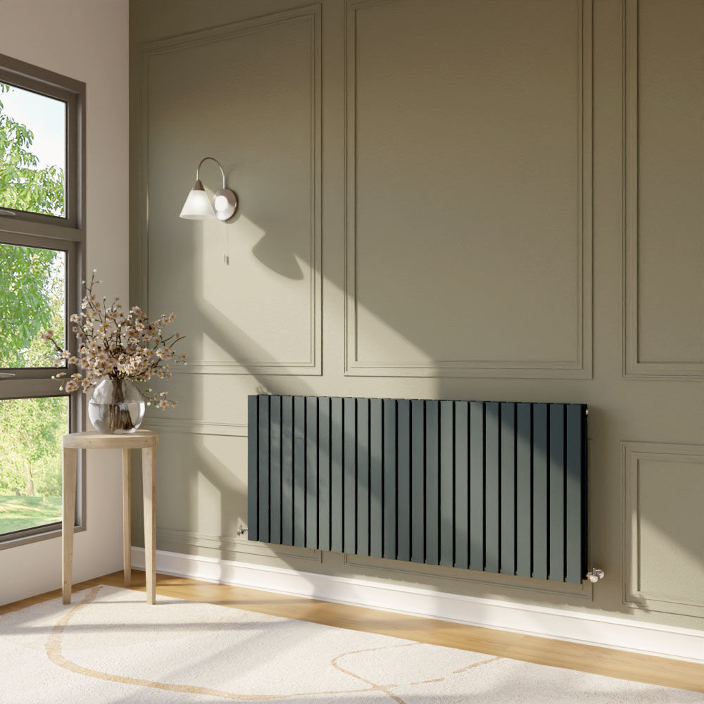 [BHLUA59D] Edingale Contemporary Square Horizontal Double Panel Radiator - Choice of Size and Colour - Lifestyle 2