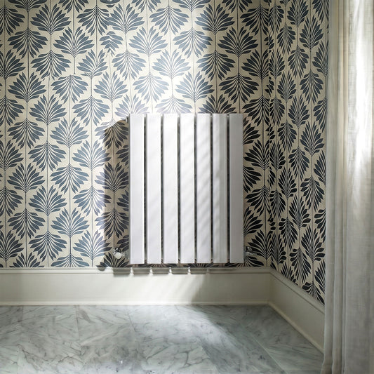 [BHLUW54] Edingale Square Horizontal Single Panel Radiator, 600mm x 412mm - Satin White - Silo