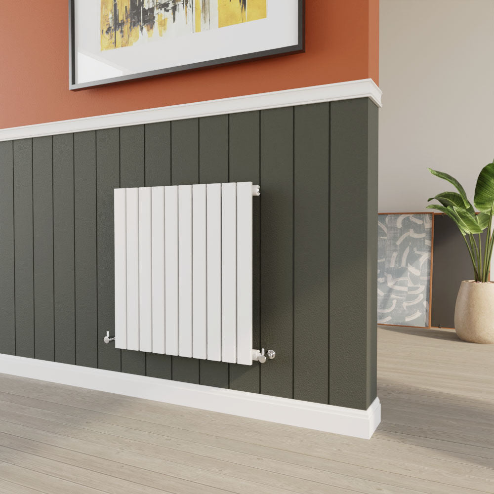 [BHLUW55] Balterley Lucia Square Horizontal Single Panel Radiator, 600mm x 586mm - Satin White - Lifestyle 2