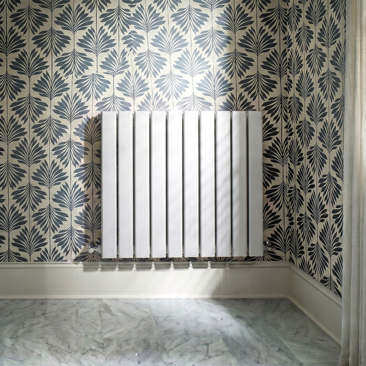 [BHLUW55] Edingale Square Horizontal Single Panel Radiator, 600mm x 586mm - Satin White - Silo