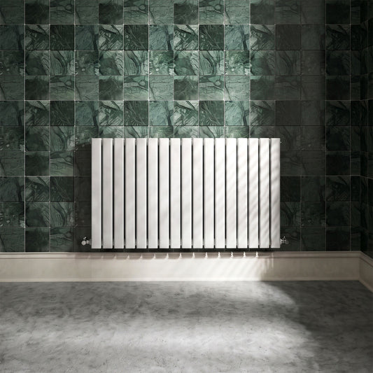 [BHLUW56] Edingale Square Horizontal Single Panel Radiator, 600mm x 992mm - Satin White - Silo