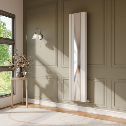 [BHLUW64] Edingale Square Vertical Double Panel Radiator with Mirror, 3344 BTU, 1800mm x 354mm - Choice of Colour - Lifestyle 2