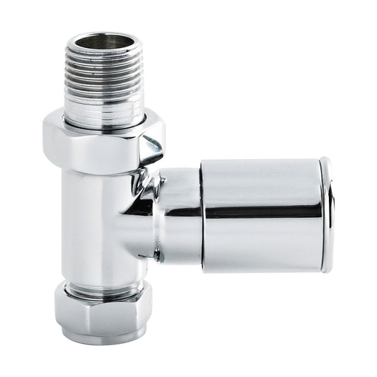 [BHRV001] Straight Round Modern Radiator Valves, Sold in Pairs - Chrome - Cutout