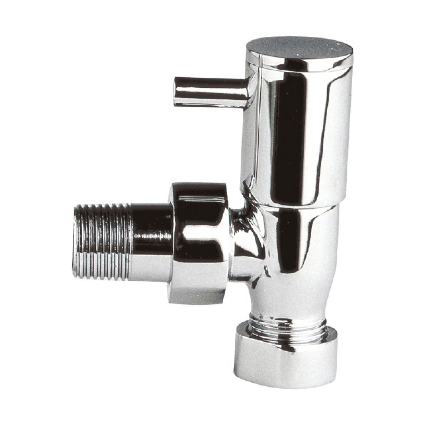 [BHRV310] Balterley Contemporary Angled Round Radiator Valves with Decorative Pipes - Chrome - Cutout
