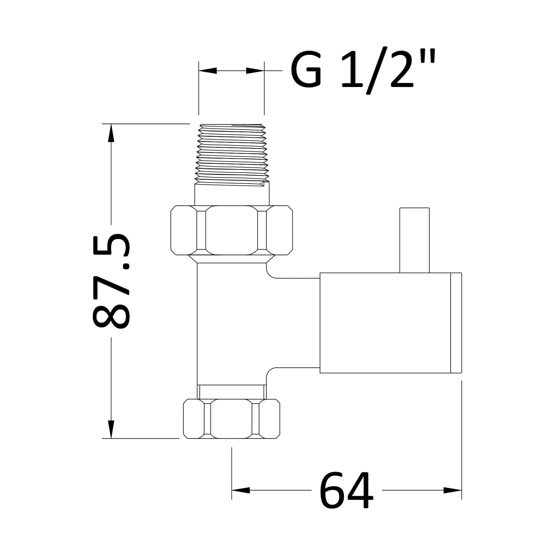 [BHRV320] Balterley Contemporary Straight Round Radiator Valves with Concealing Plates (Pairs) - Chrome - Technical Drawing
