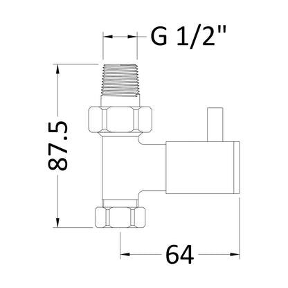 [BHRV320] Balterley Contemporary Straight Round Radiator Valves with Concealing Plates (Pairs) - Chrome - Technical Drawing