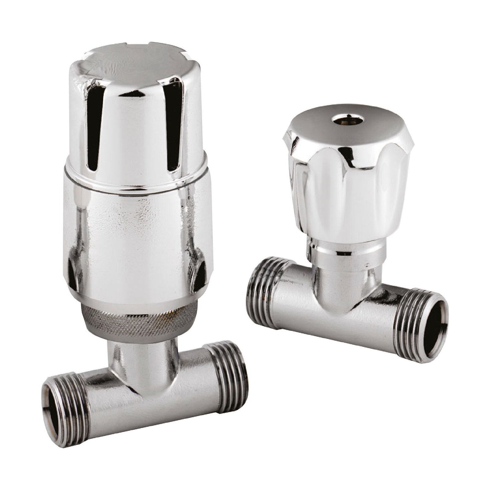 [BHRV325] Balterley Contemporary Straight Thermostatic Radiator Valves (Pairs) - Chrome - Cutout
