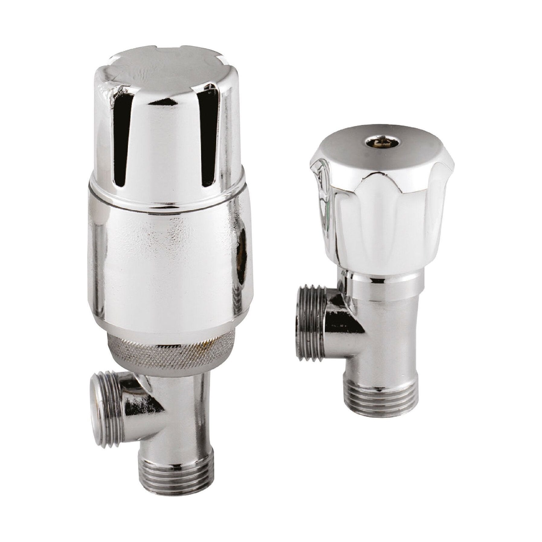 [BHRV326] Balterley Contemporary Angled Thermostatic Radiator Valves (Pairs) - Chrome - Cutout