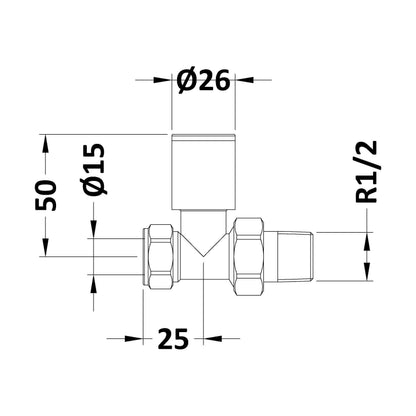 [BHRV803] Modern Radiator Valves (Straight) - Technical Drawing