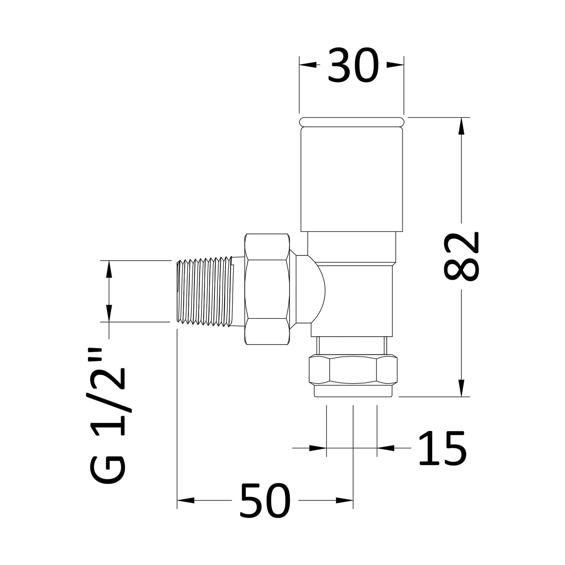 [BHRV902] Modern Radiator Valves (Angled) - Technical Drawing