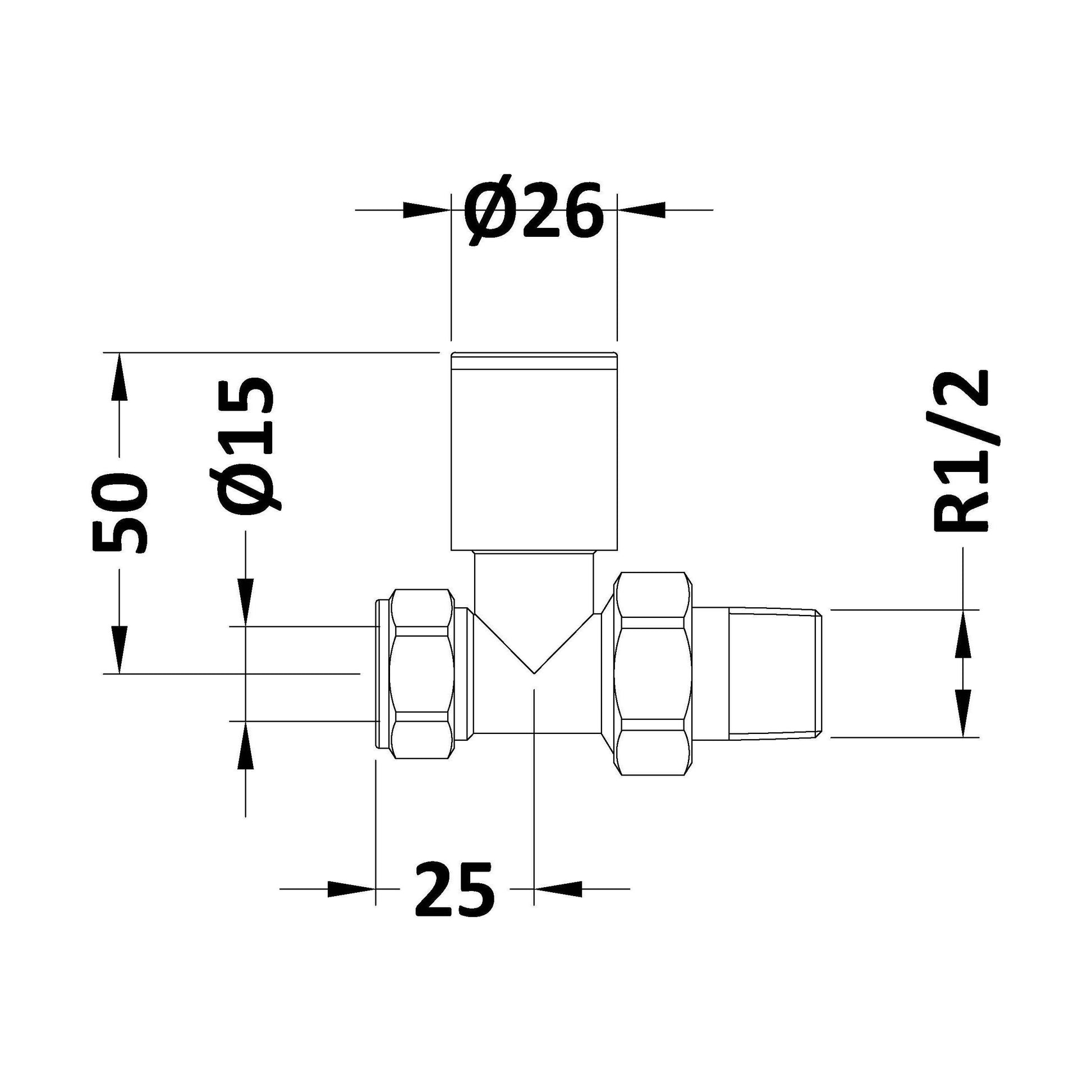 [BHRV903] Modern Radiator Valves (Straight) - Technical Drawing