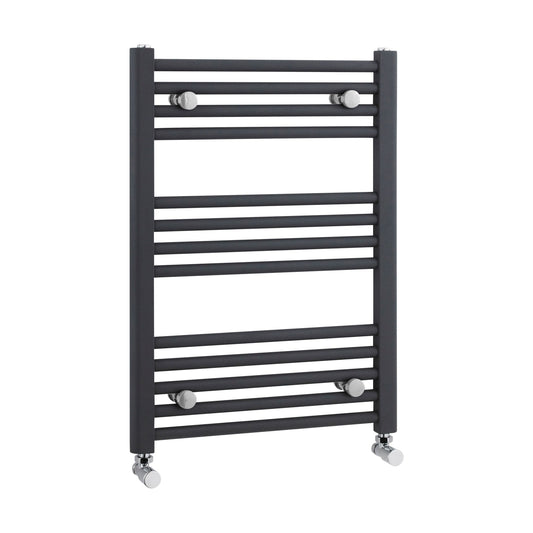 [BHSL103] Balterley Contemporary Heated Vertical Towel Rail Radiator & Straight Rails, 1028 BTU, 700mmx500mm Bathroom Heating - Anthracite - Cutout