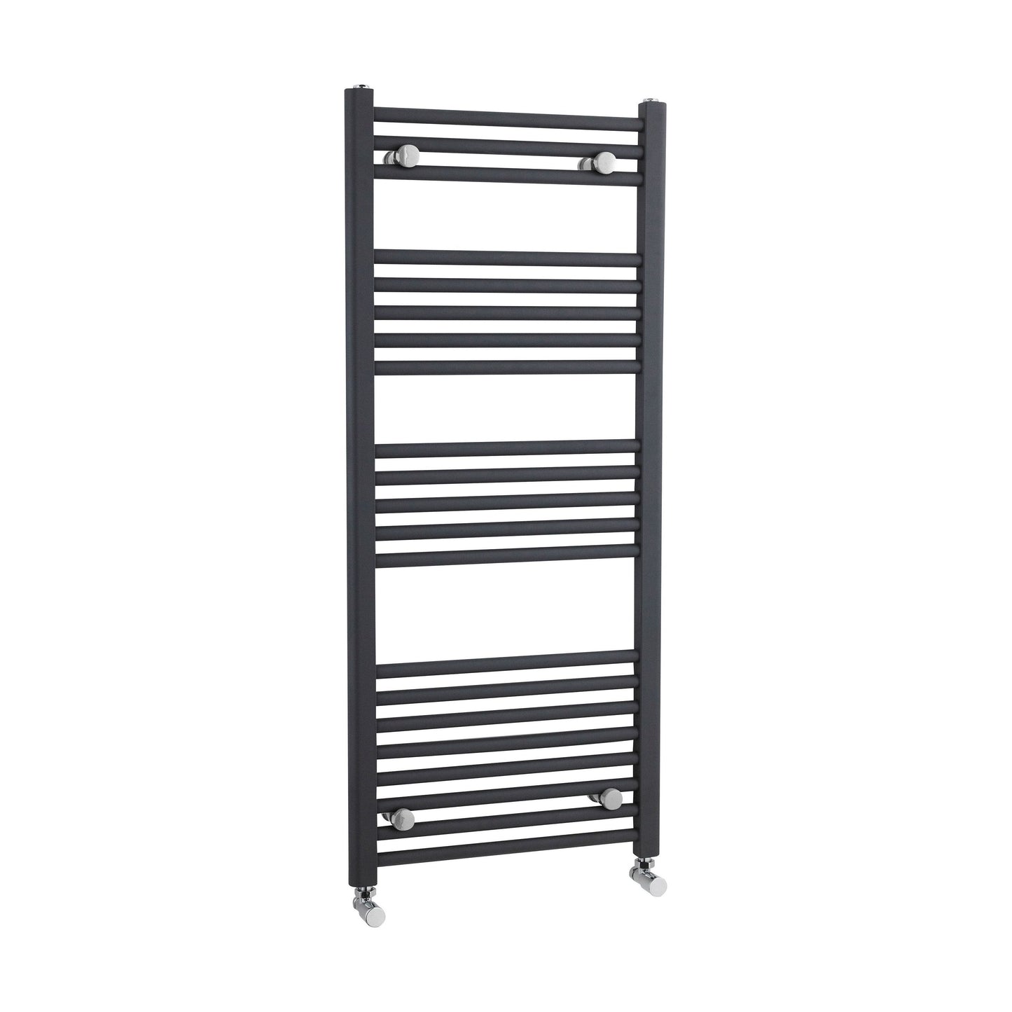 [BHSL105] Balterley Contemporary Heated Vertical Towel Rail with Straight Rails, 1672 BTU, 1150mm x 500mm Bathroom Radiator - Anthracite - Cutout