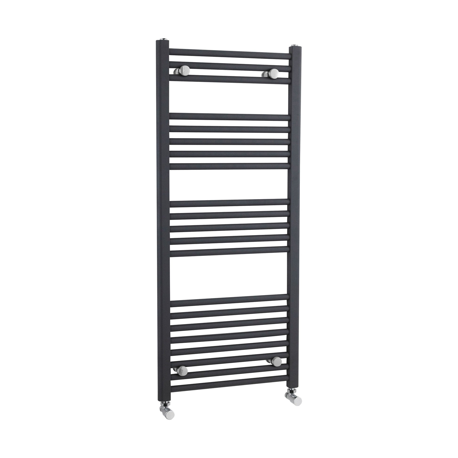 [BHSL105] Balterley Contemporary Heated Vertical Towel Rail with Straight Rails, 1672 BTU, 1150mm x 500mm Bathroom Radiator - Anthracite - Cutout