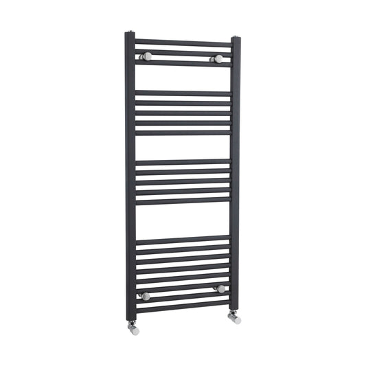 [BHSL105] Balterley Contemporary Heated Vertical Towel Rail with Straight Rails, 1672 BTU, 1150mm x 500mm Bathroom Radiator - Anthracite - Cutout