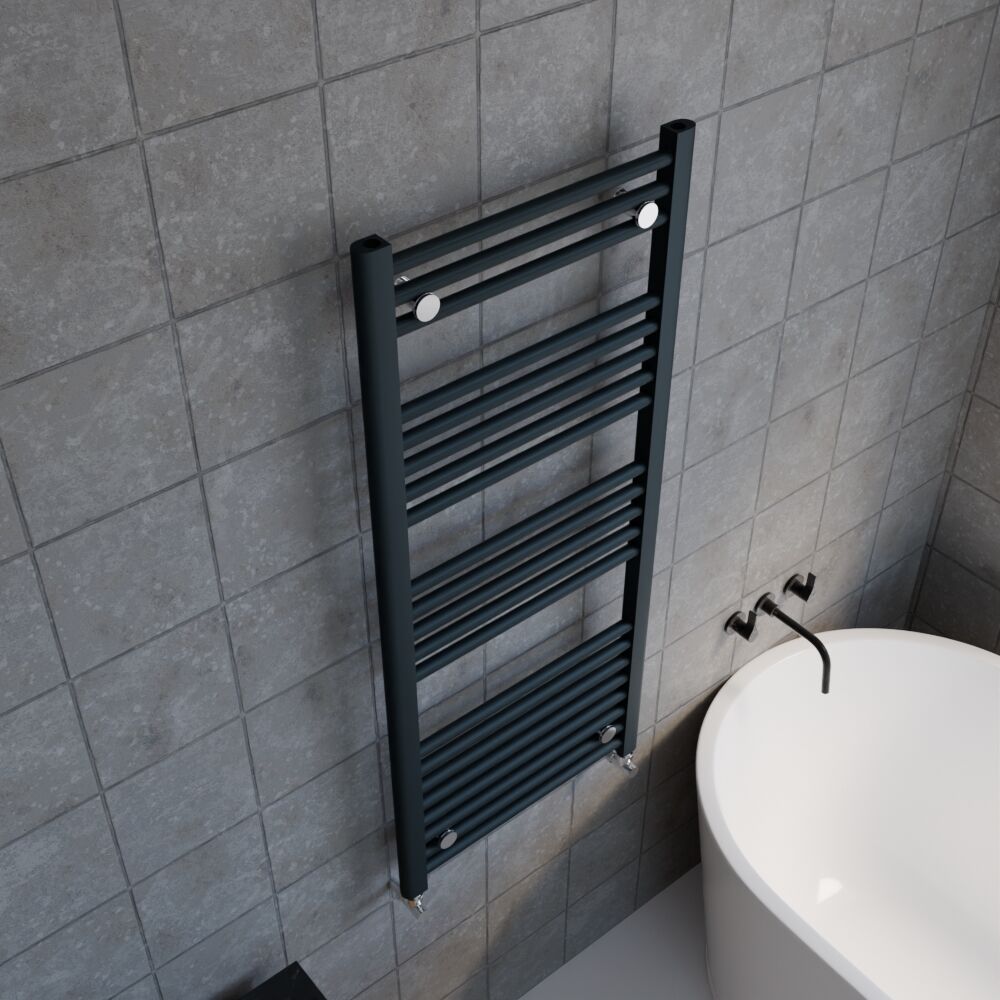 [BHSL105] Balterley Contemporary Heated Vertical Towel Rail with Straight Rails, 1672 BTU, 1150mm x 500mm Bathroom Radiator - Anthracite - Lifestyle 2
