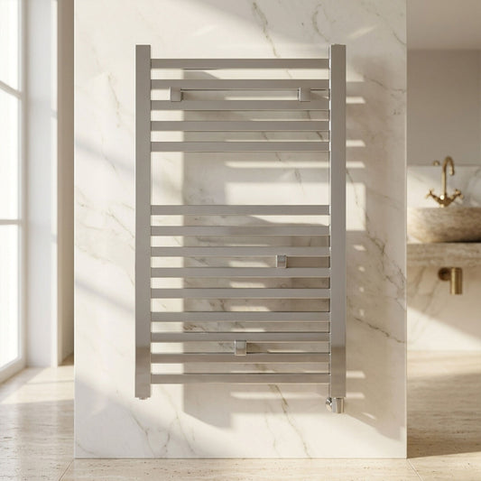 [BHSL150] Sugnall Electric Vertical Square Towel Rail with 14 Rails - 690mm x 500mm - 200 Watt - Chrome - Silo