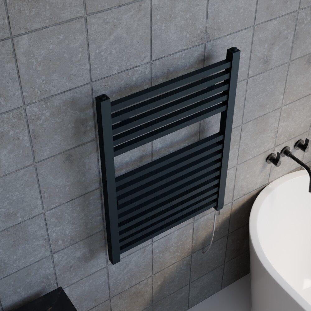 [BHSL152] Electric Vertical Square Towel Rail with 14 Rails - 690mm x 500mm - 300 Watt - Anthracite - Lifestyle 2