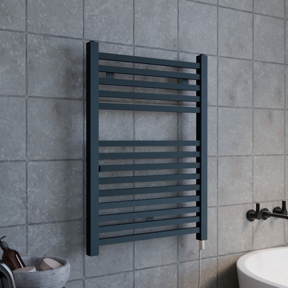 [BHSL152] Electric Vertical Square Towel Rail with 14 Rails - 690mm x 500mm - 300 Watt - Anthracite - Lifestyle 3