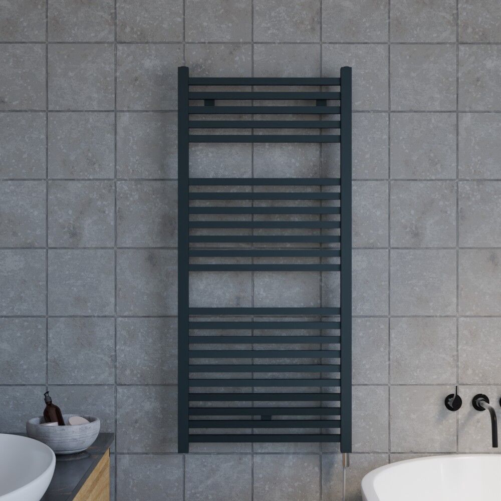 [BHSL153] Electric Vertical Square Towel Rail with 22 Rails - 1110mm x 500mm - 500 Watt - Anthracite - Lifestyle 1