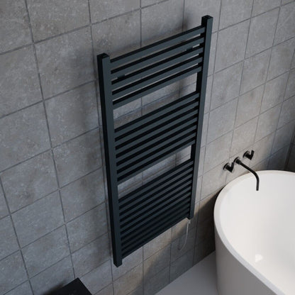 [BHSL153] Electric Vertical Square Towel Rail with 22 Rails - 1110mm x 500mm - 500 Watt - Anthracite - Lifestyle 2