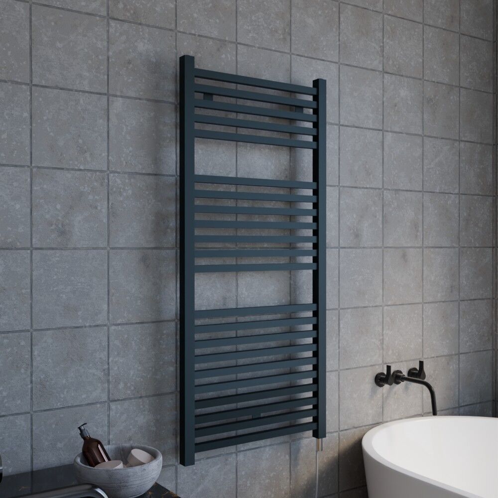 [BHSL153] Electric Vertical Square Towel Rail with 22 Rails - 1110mm x 500mm - 500 Watt - Anthracite - Lifestyle 3
