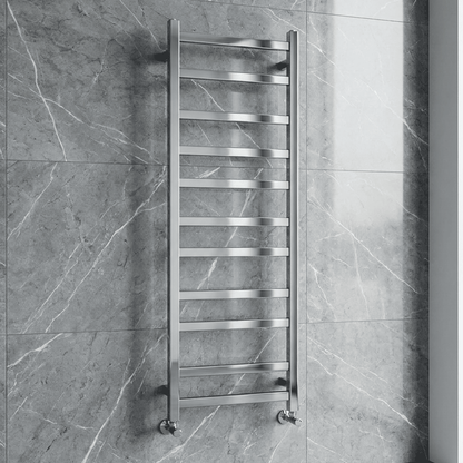 [BHSL375] Contemporary Wall Mounted Heated Towel Rail with Square Rails, Choice of Size - Silo