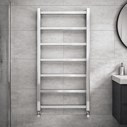 [BHSL376] Contemporary Wall Mounted Heated Towel Rail with Square Rails, Choice of Size - Silo