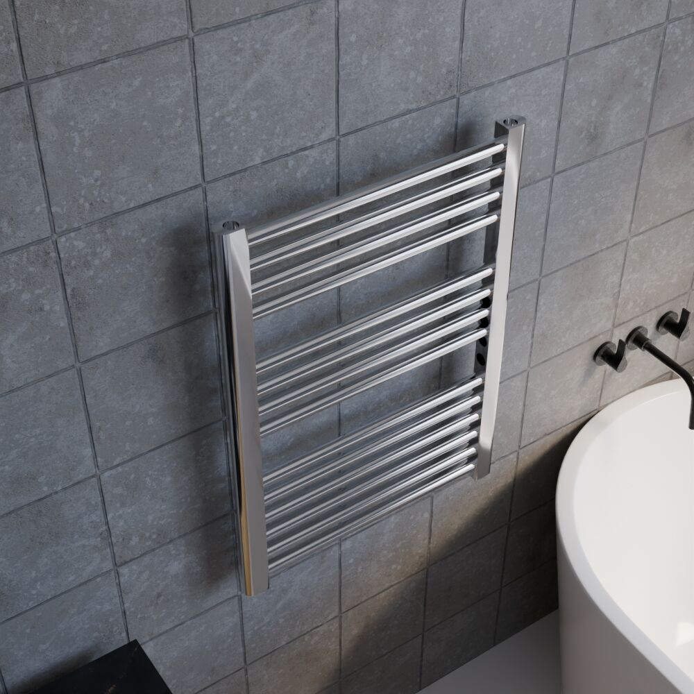 [BHSL381] Heated Vertical Towel Rail with Straight Rails - 679 BTU - 700mm x 500mm - Chrome - Lifestyle 2