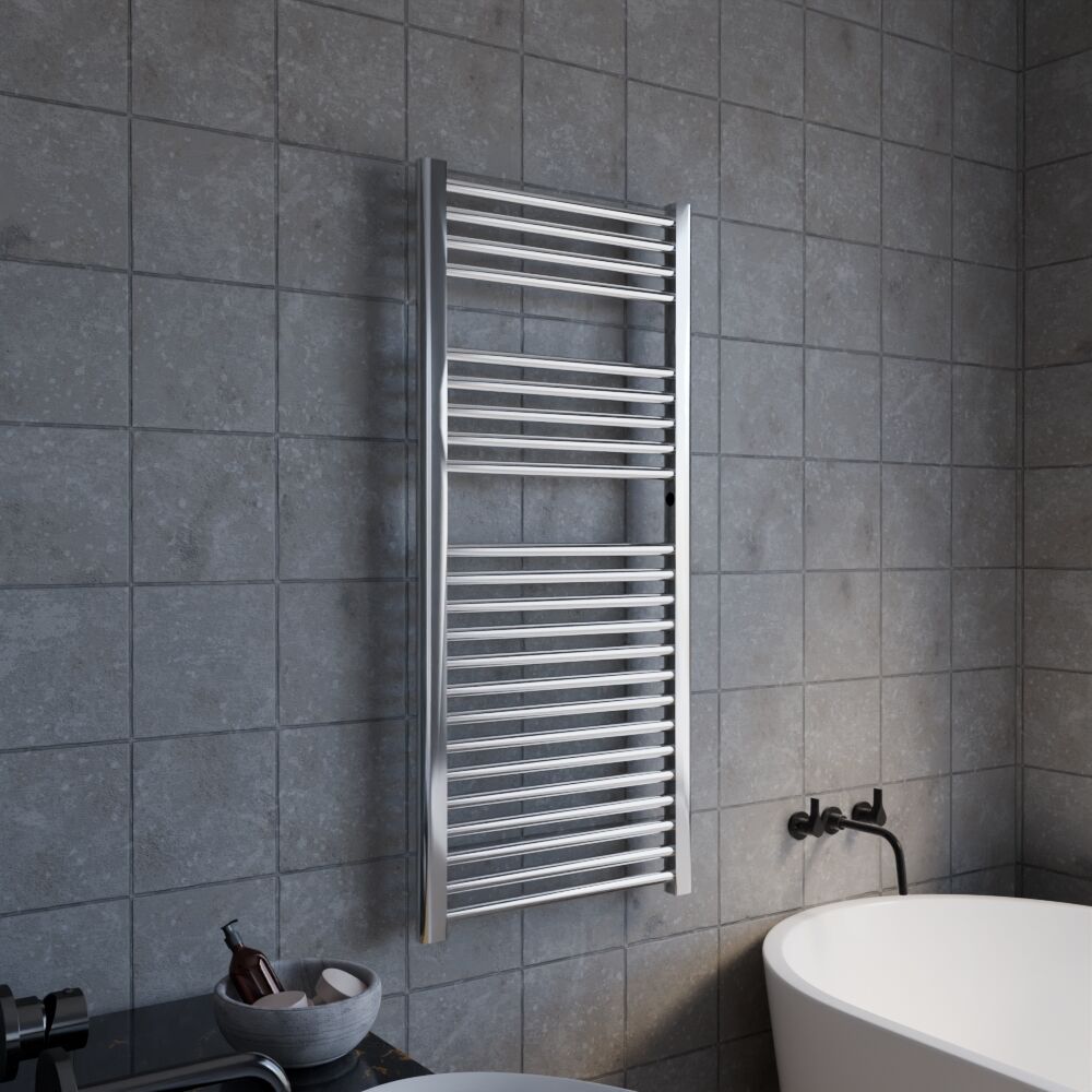 [BHSL382] Heated Vertical Towel Rail with Straight Rails - 1096 BTU - 1100mm x 500mm - Chrome - Lifestyle 3
